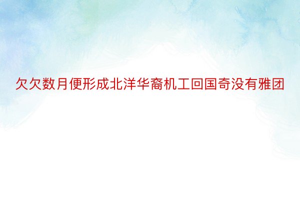 欠欠数月便形成北洋华裔机工回国奇没有雅团