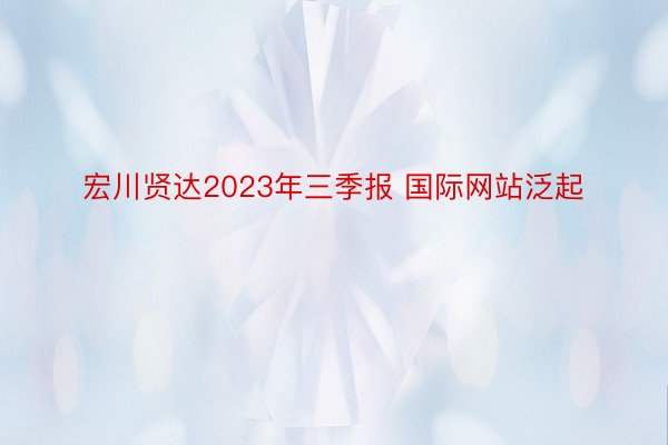 宏川贤达2023年三季报 国际网站泛起